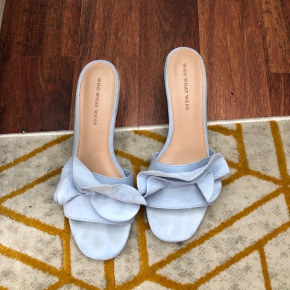 Who What Wear Shoes - WHOWHATWEAR Blue Faux Suede Mules